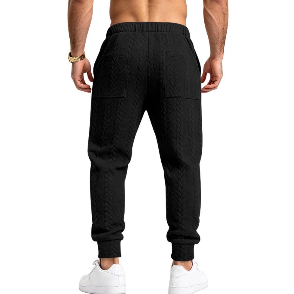 Men's Cable Knit Jogger Pants Elastic Waist Drawstring Casual Trousers with Pockets Lightweight Sweatpants for Daily Workout