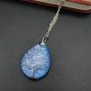 Vintage Handmade Copper Wire Winding Water Drop Tree Of Life Color-Changing Corrugated Resin Necklace Pendant Exquisite N516