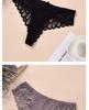 Women's Plus Size Seamless Mid-Rise Thong with Lace Trim, Breathable Pure Cotton Crotch
