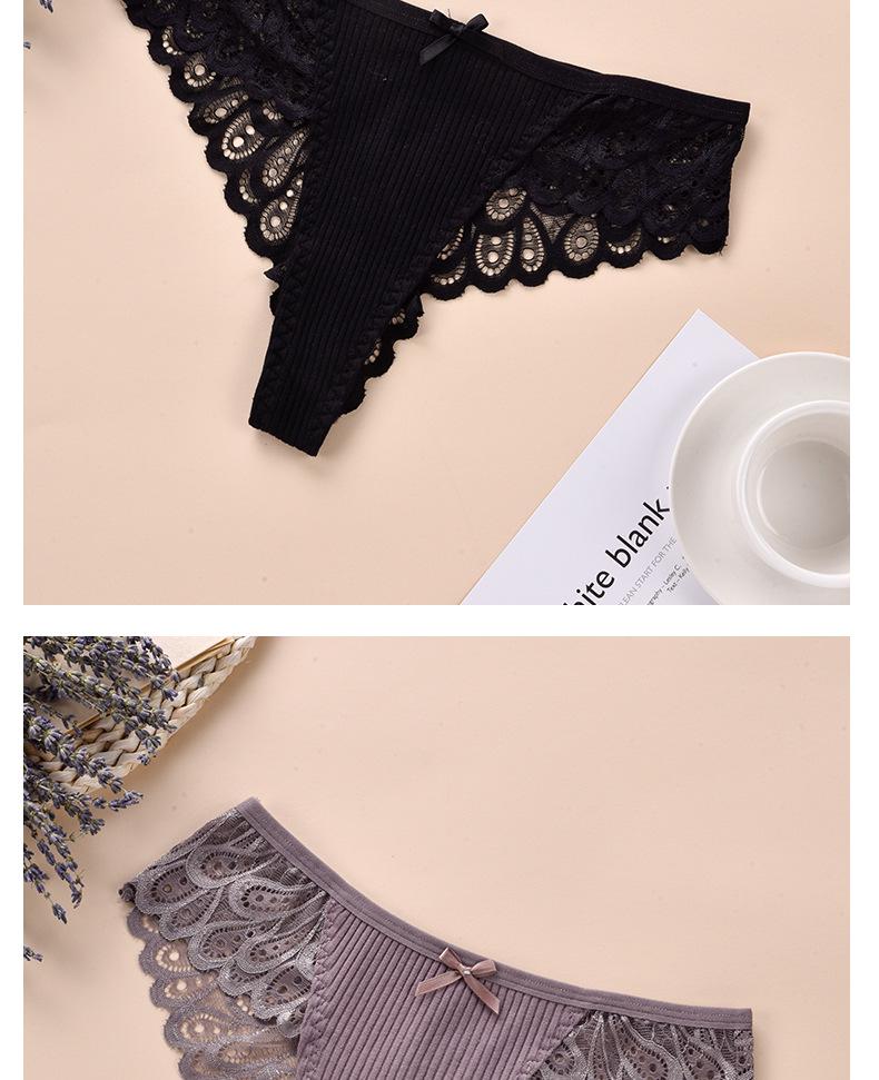 Women's Plus Size Seamless Mid-Rise Thong with Lace Trim, Breathable Pure Cotton Crotch