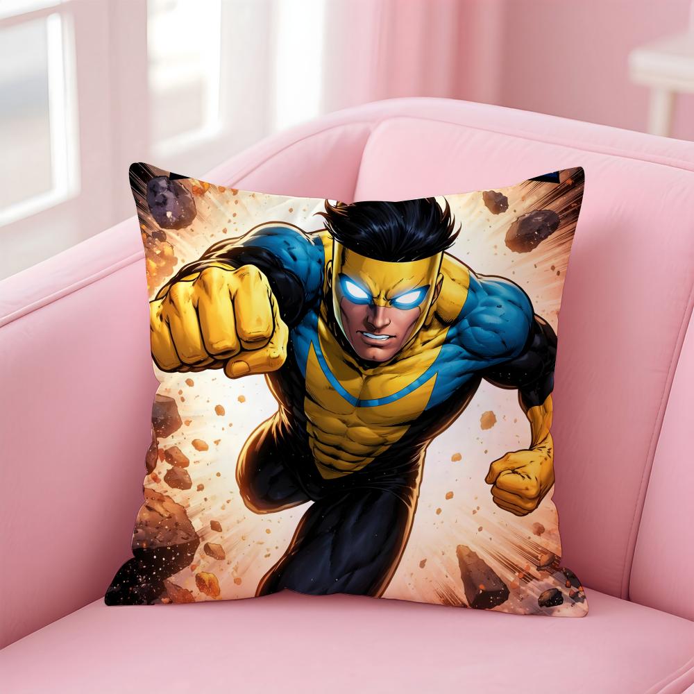 I-Invincible Pillow Superhero Anime Cushion Cover Linen Pillowcase Cover Soft Decor For Sofa Home Room