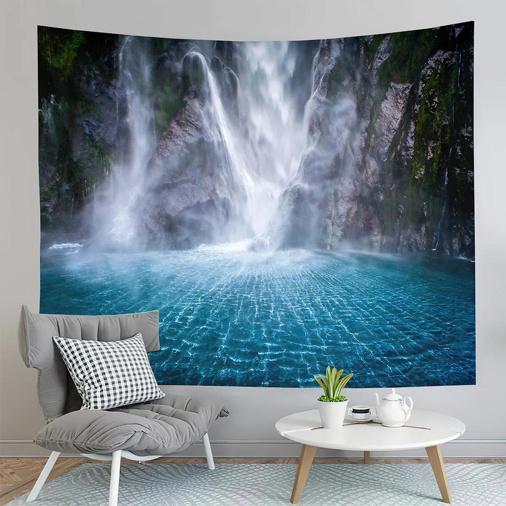 Tropical Forest Waterfall Tapestry Office Living Room Decoration Home Wall Tapestry