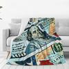 Giant Money Background 100 Dollar Bills Manga Blankets Warm Flannel Throw Blanket Bedding for Bed Living Room Picnic Home Couch