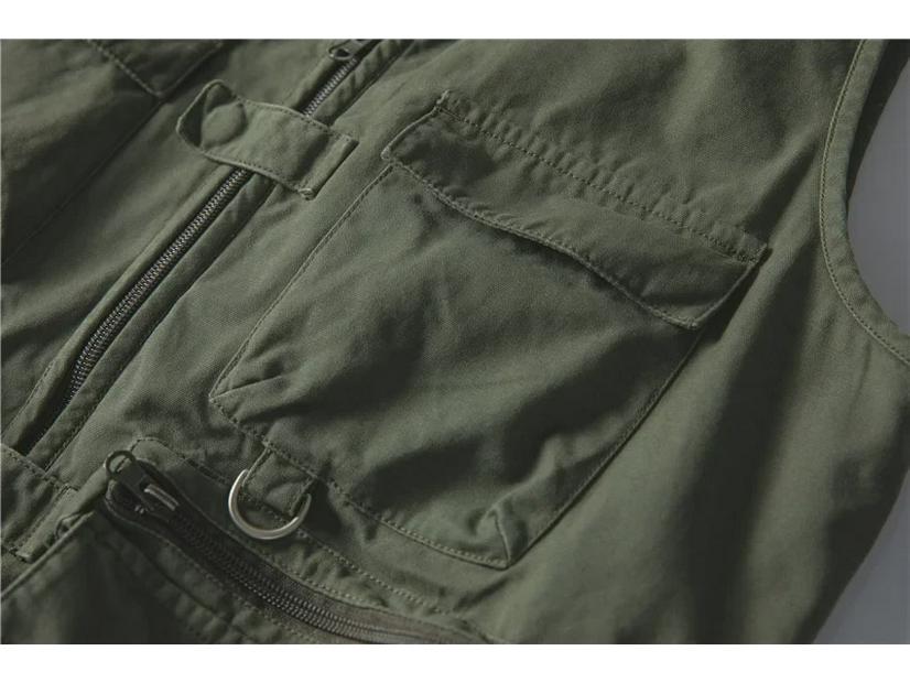 Unisex Japanese Retro Workwear Vest - Autumn Thin, Loose, Multi-Pocket Functional Jacket