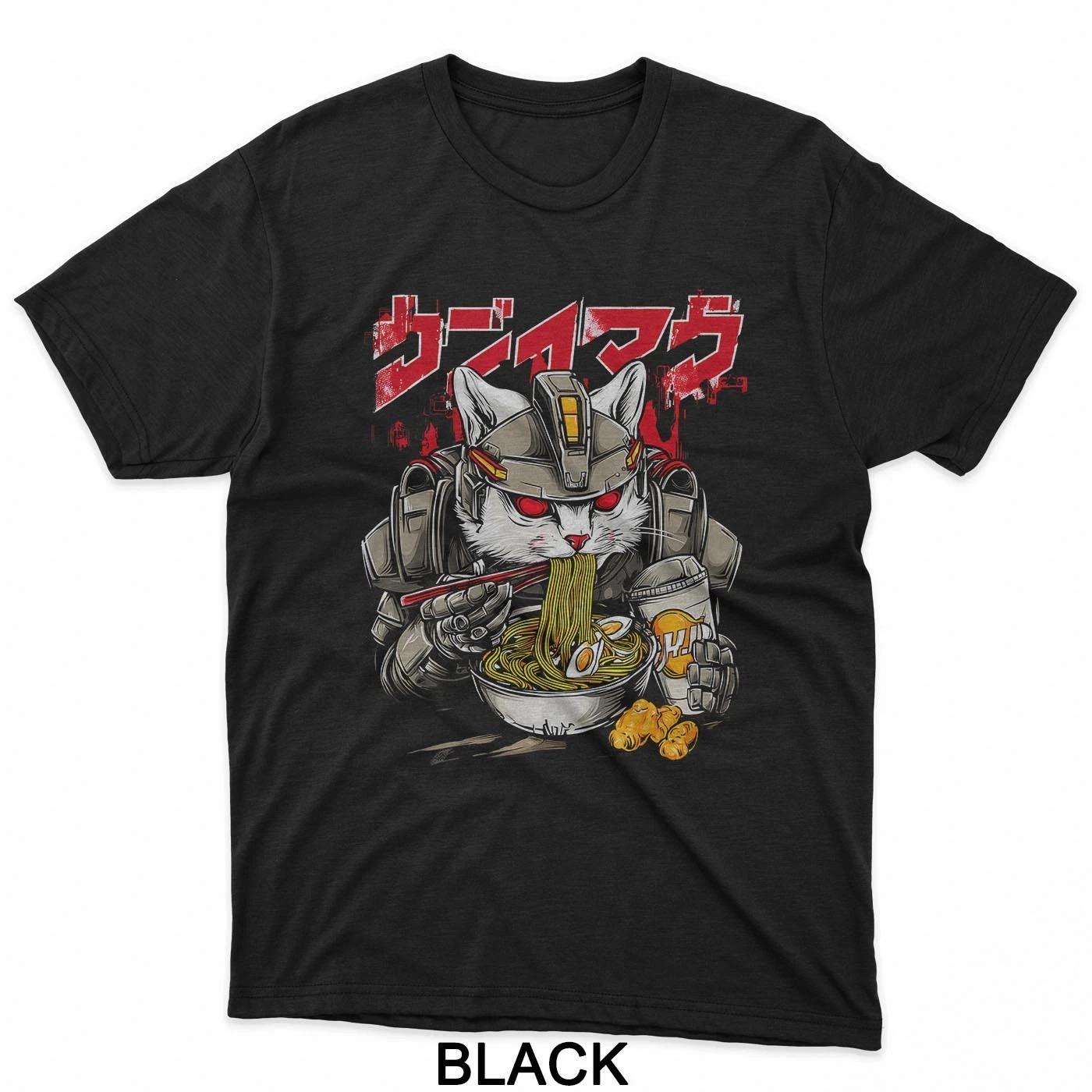 Cyberpunk Cat Japan Streetwear Y2K Anime Manga T-Shirt XL