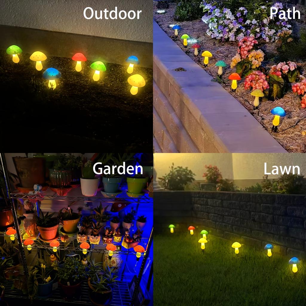 8 Stück Solar Pilzleuchten für den Garten - 8 Beleuchtungsmodi, Perfekt für Wege & Außendekorationen, Weihnachtsdeko