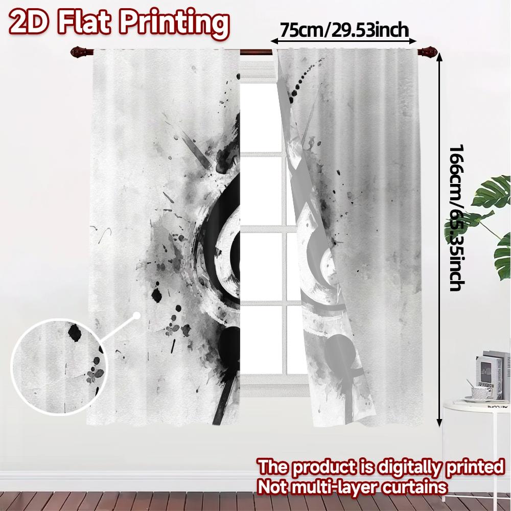 2pcs, 2D FLAT PRINTING Curtains (Without Rod) HarmonyInk Popular Print Curtains Polyester Curtains Thermal Insulation, and Room