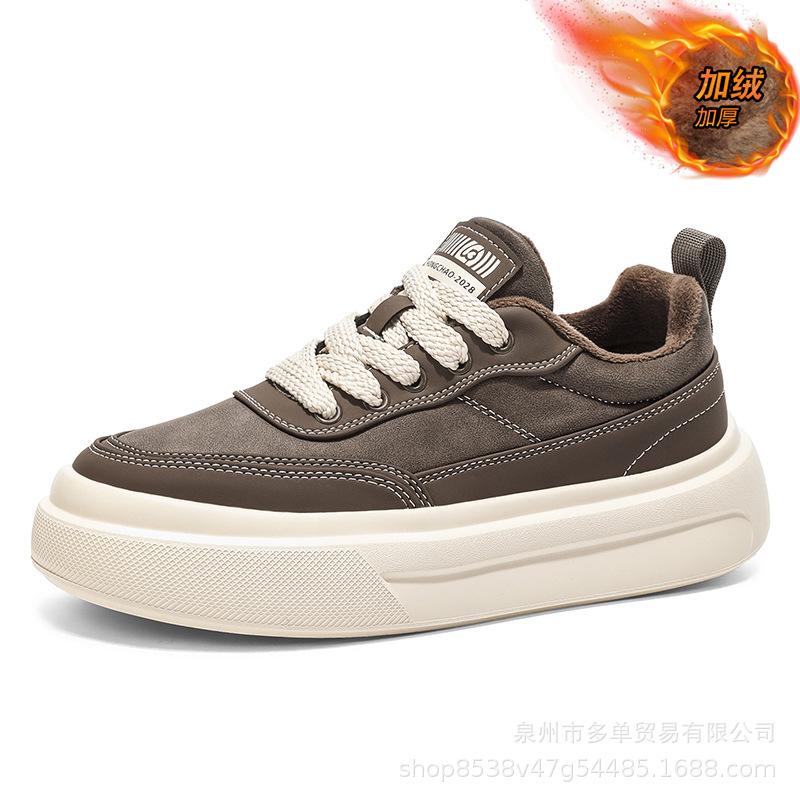 Autumn and winter velvet new trendy shoes thick baseplate shoes heightening sports and leisure shoes