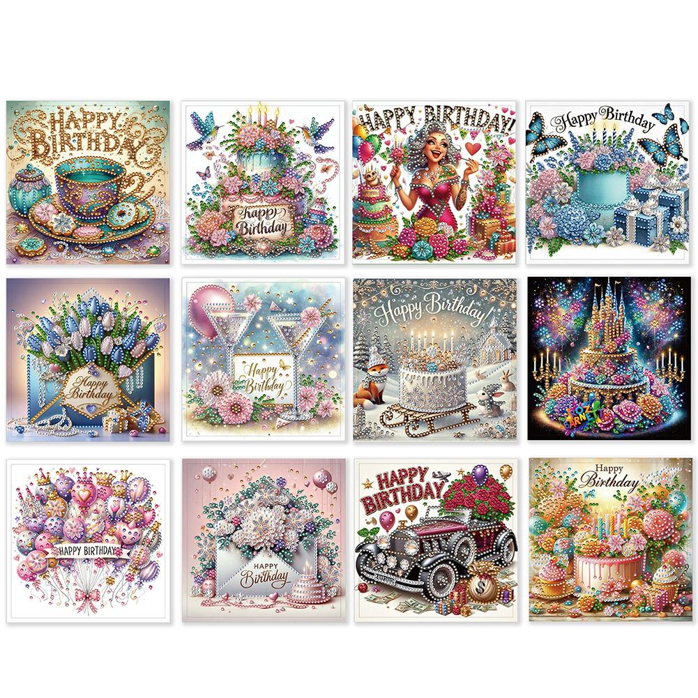 12Pcs Independence Day DIY Diamond Painting Card Diamond Daily Wish Card Diamond Painting Greeting Card for Family Friends Gift