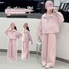 Girls' Spring and Autumn Korean Style Lace Set - Solid Color with Diagonal Stripes for Middle and Big Kids, 2025 Collection.