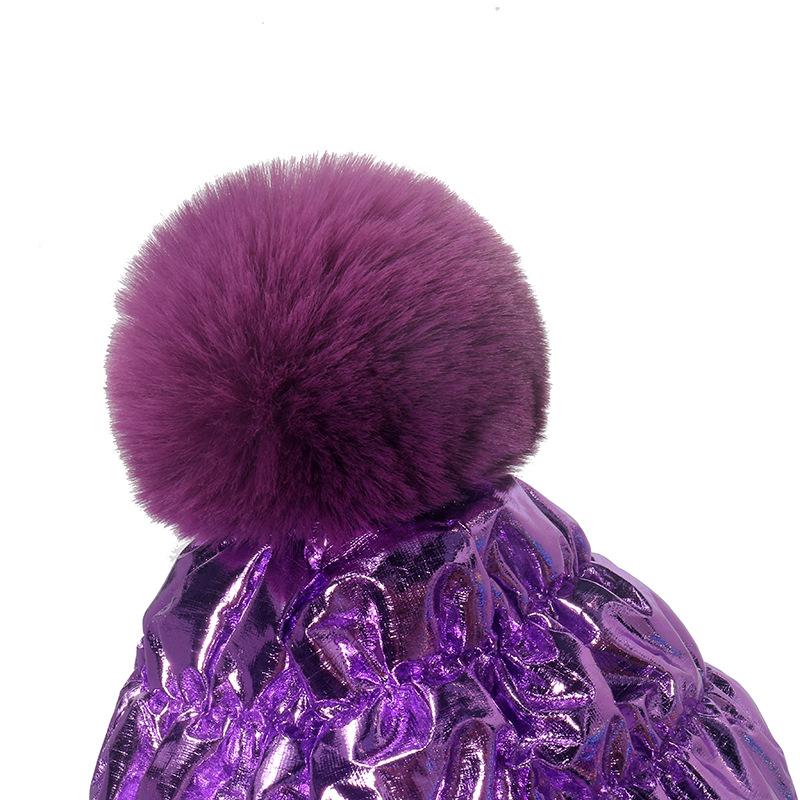 2025 Autumn and Winter New Warm Hat Fleece Thickened Winter Hat Colored Metal Laser Hairball Knitted Hat Women