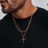 Jesus Cross Gold Plated Stainless Steel Pendant Necklace For Men Unisex Religious Waterproof Jewelry Accessories