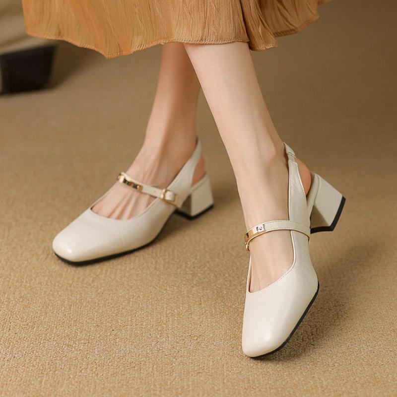 New Foot Cover Women's Bag Head Rear Empty Sandals Casual High Heel Sandals Women's Solid Color Rubber Soft Sole Summer Large Size Shoes