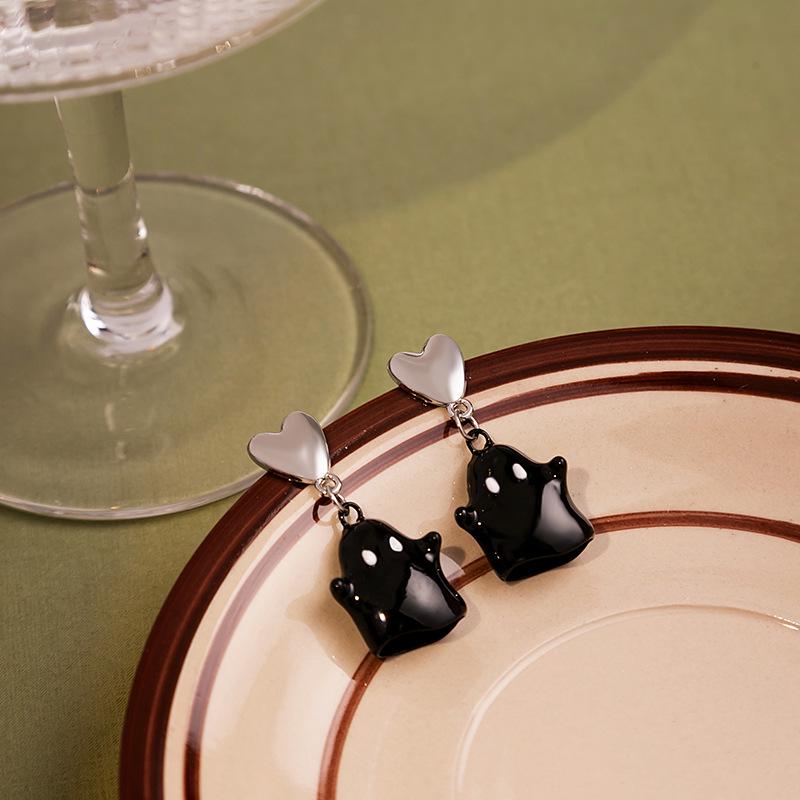 

Серебряные игольчатые серьги в стиле ретро с милым привидением и злодеем на Хэллоуин для осени/зимы