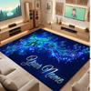 Butterfly Theme Crystal Velvet Floor Rug Personalized Custom Name Text Warm Carpet Home Decoration
