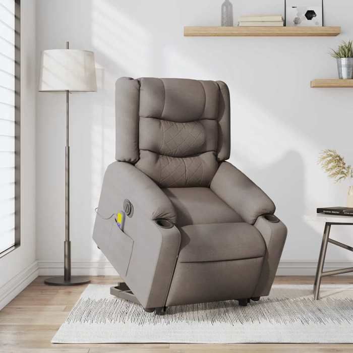 VidaXL Fauteuil inclinable de massage électrique Taupe Tissu 3310286
