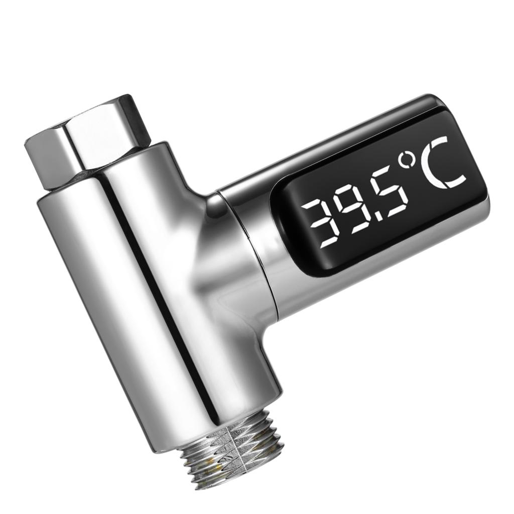 LED Digital 5.85 degrees C Shower Thermometer Self-Generating Real-Time Water Temperature Monitor Thermometer with 360 degrees Rotating Screen f