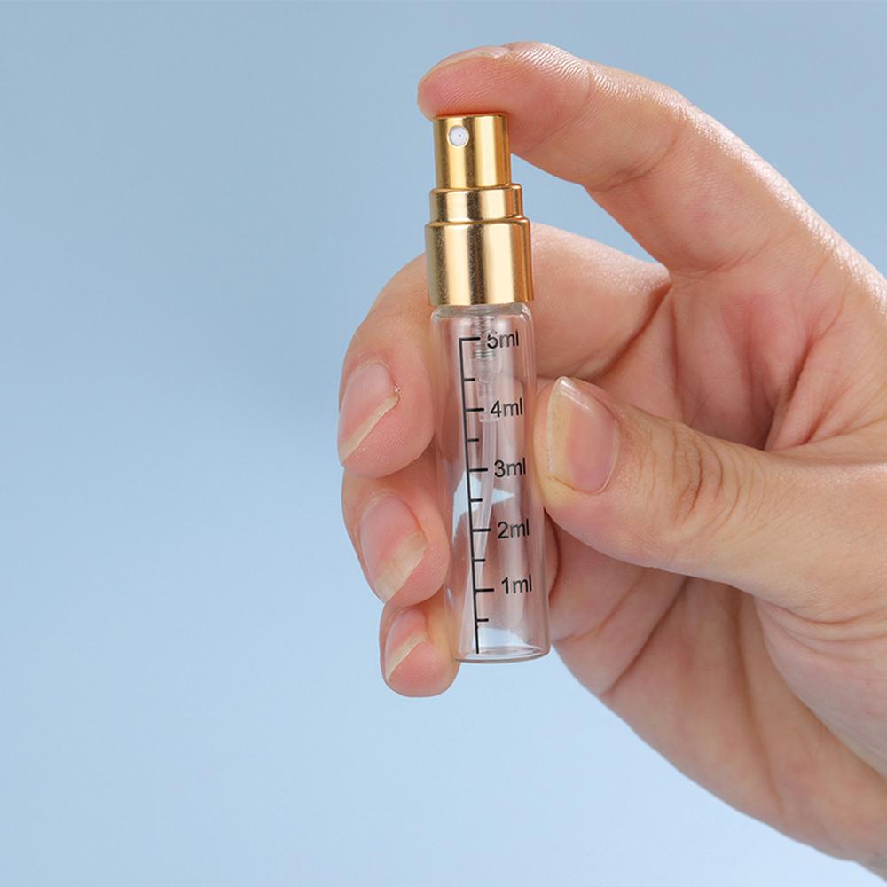 10pz 2ml 3ml 5ml 10ml Flacone in Vetro Graduato per Profumo Vuoto Trasparente Flaconi Spray Cosmetici Atomizzatore da Viaggio Ricaricabile Flaconcini Campione