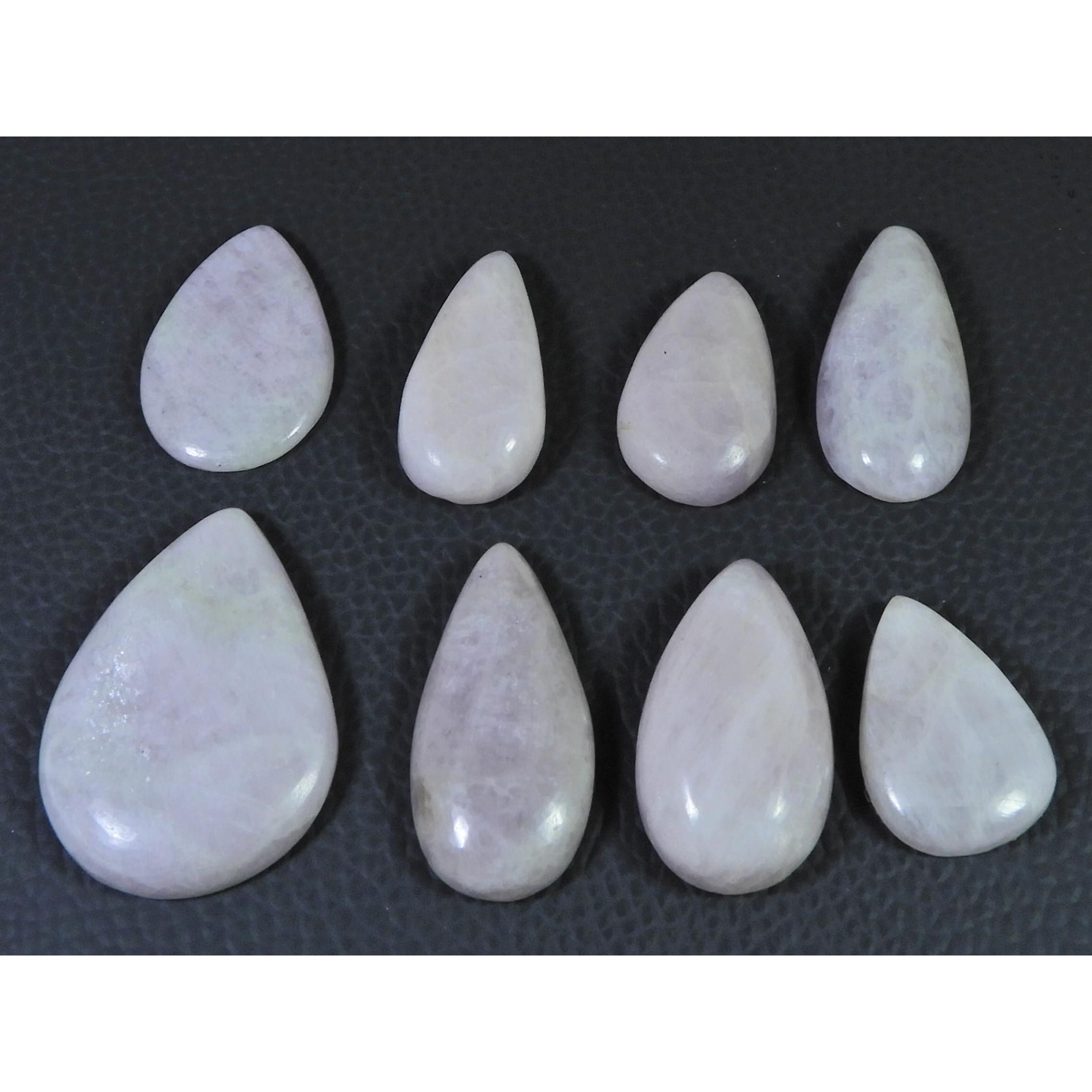 251Cts. Natural Pink Kunzite Pear Cabochon Loose Gemstone 08Pcs Lot 23-36MM C-1165