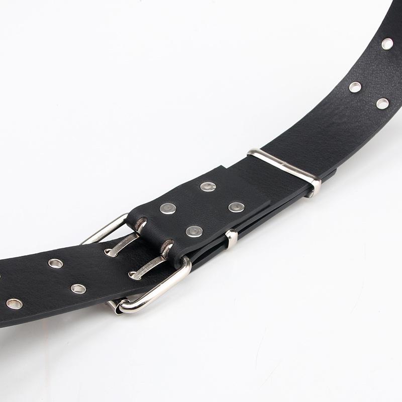 Women's Punk Style Double Exhaust Eyelet Belt: Fashionable, Casual & Decorative