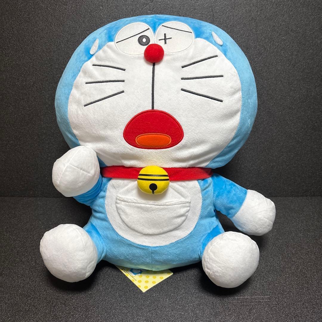 Doraemon large stuffed toy, height 43cm, troubled face