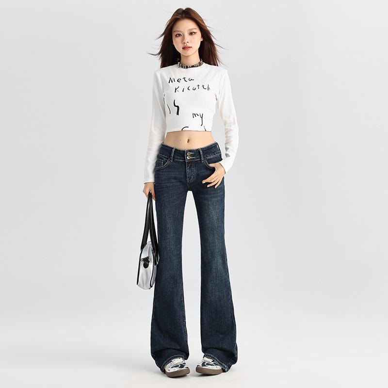 American Retro Spicy Girl Low-Rise Micro-Flare Bell Bottom Jeans - Women's Petite & Plus Length