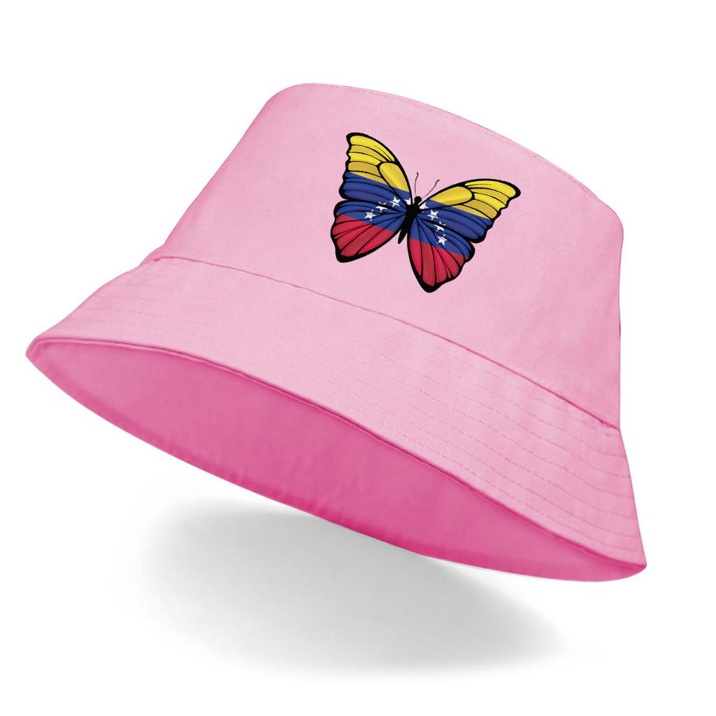 Bucket Hat With Venezuela Flag Butterfly Print , Patriotic Fisherman Cap Fit Beach Unisex Fishing Hat