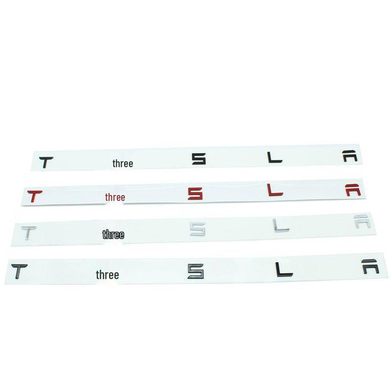 Compatible Tesla Model 3 & Y Car Emblems: Front & Rear Metal 90D English Letter Logos