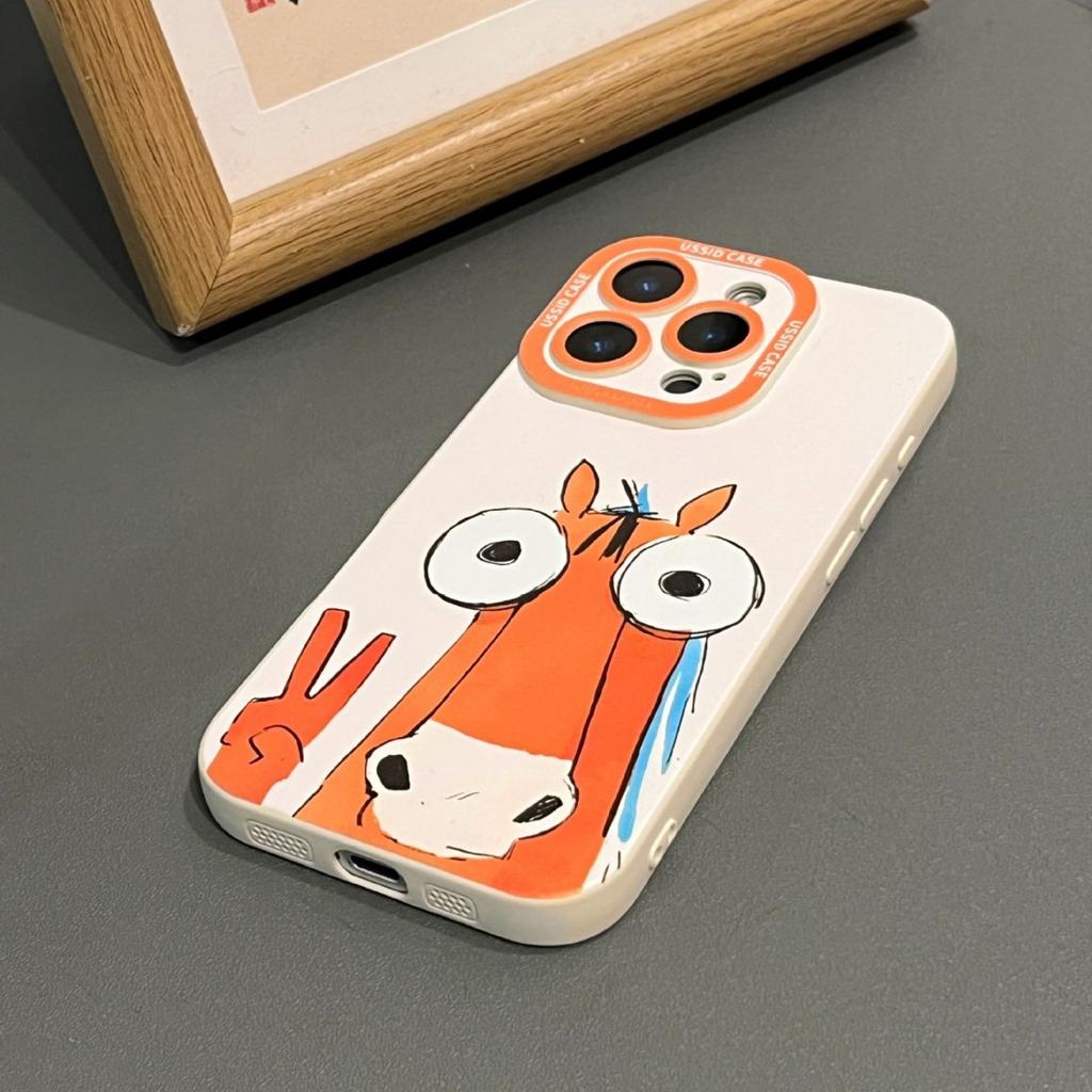 Biema for Apple 17 Horse Year 16promax Cartoon 15 Silicone 14iphone13 Lanyard 12 Mobile Phone Case