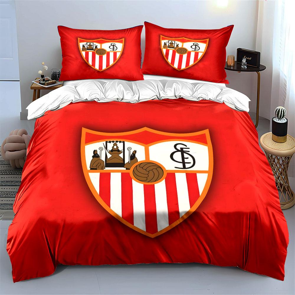 Red Background, Sevilla FC Emblem. Bedding Sets Duvet Cover Sets Duvet Covers Pillowcases(1 * Duvet Cover 2 * Pillowcases Without Duvet Insert)