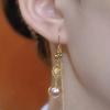 Fashionable Champagne Pearl Earrings for Women, Long Tassel Earrings, High-end Luxury Earrings Accessories