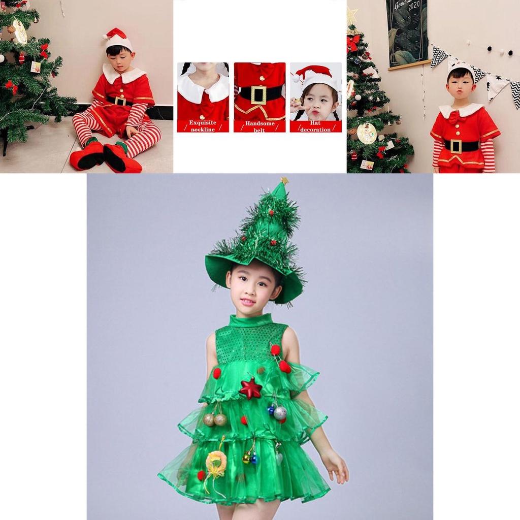 Deliziosi Costumi da Albero di Natale Per Bambine Outfit Elegante per Bambini Con Adorabile Cappello
