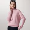 Paluo Women's 100% Cashmere High-Neck Cable Knit Sweater