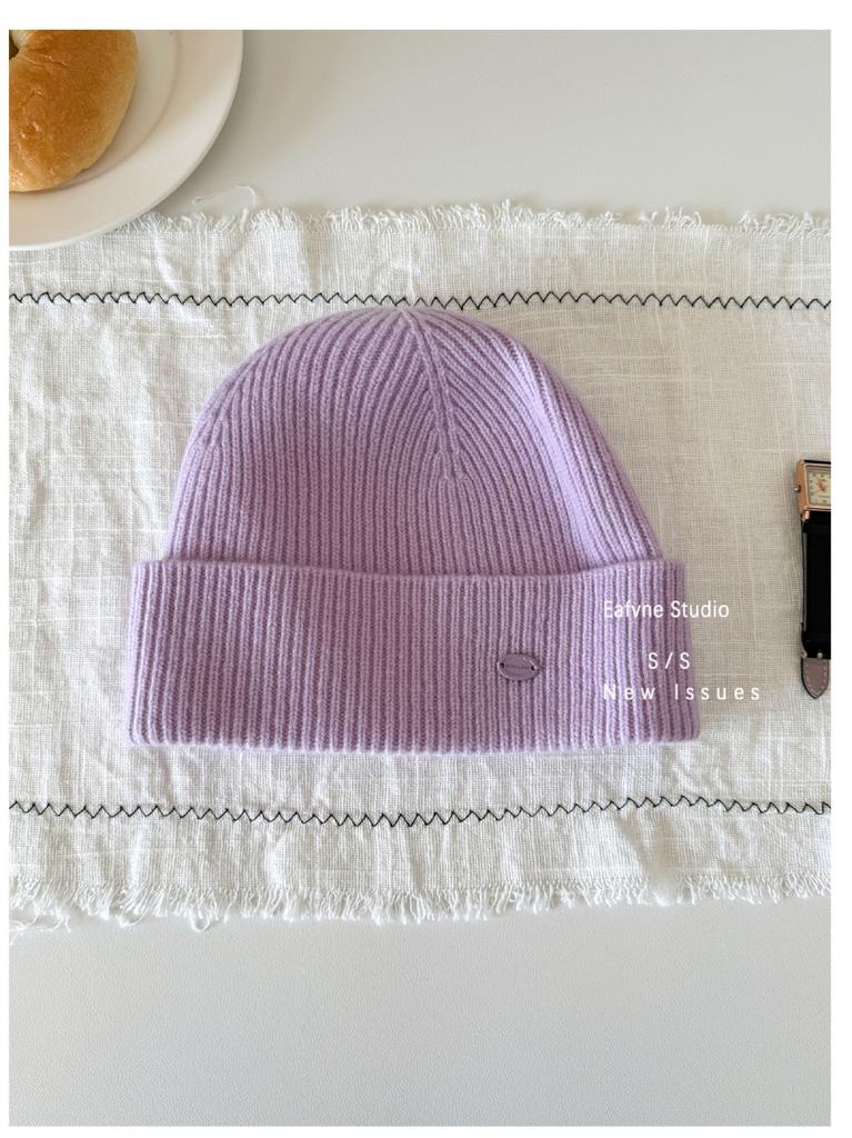High quality% Australian wool solid color hat scarf gloves three-piece winter warm knitted suit women
