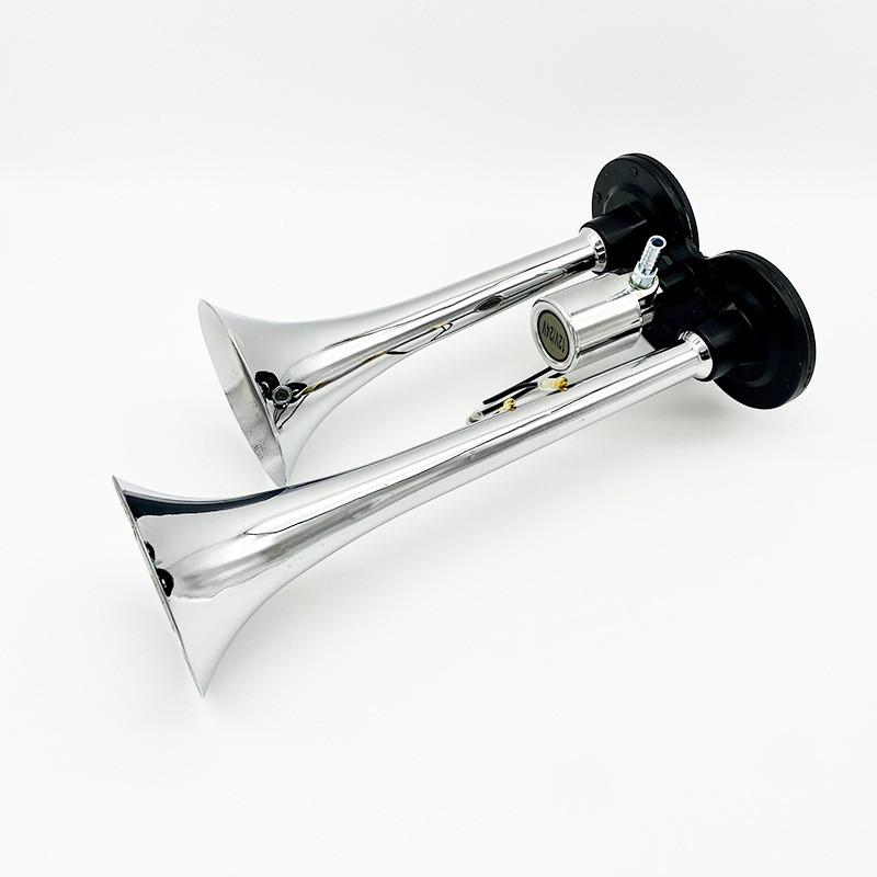 12/24V Super Loud Waterproof Double Tube Zinc Alloy Air Horn Truck Loudspeaker Electric Air Pump Car Horn