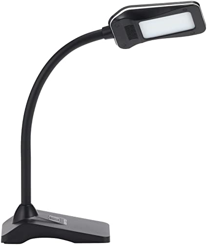 GENTOS LED Desk Light, Eye-Friendly, Tabletop Stand Light, 440 Lumens, Black, DK-R169BK