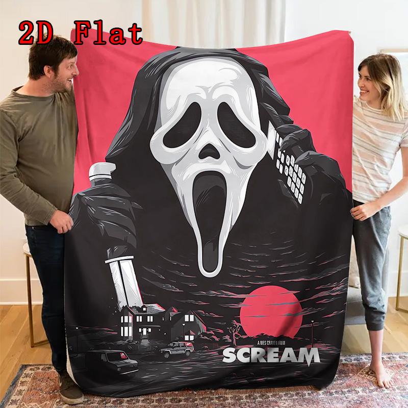 Scream 2D Flat Pattern Flannel Blanket High quality All Seasons Warmth and Comfort Perfect for Christmas Gifts.SMT0917373