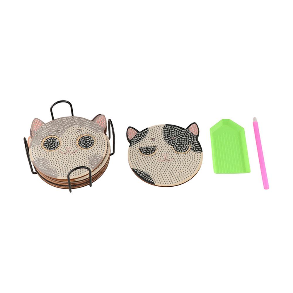 Colorful DIY  Painting Coasters Cartoon DIY Cat Tablemat  Home Decor