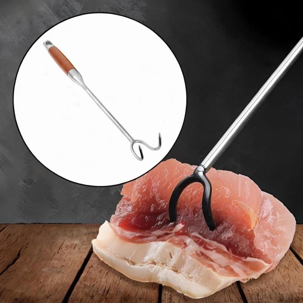 304 Stainless Steel Meat Hook, BBQ Hook,Handheld Food Turner Portable for Meats Roasted Duck Steak