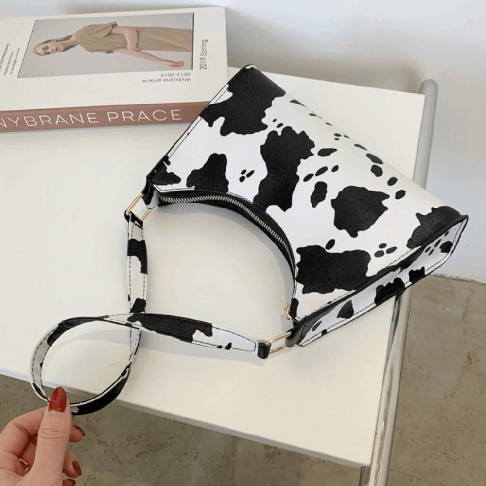 PU Leather Leopard Shoulder Bags Durable Cow Pattern Armpit Purse Fashion Underarm Handbags Work
