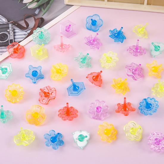 24Pcs Transparent Acrylic Spinning Top Portable Travel Kids Mini Gyroscope Educational Colorful Spinner Toy Toddlers Boys Girls Gift Party Favors
