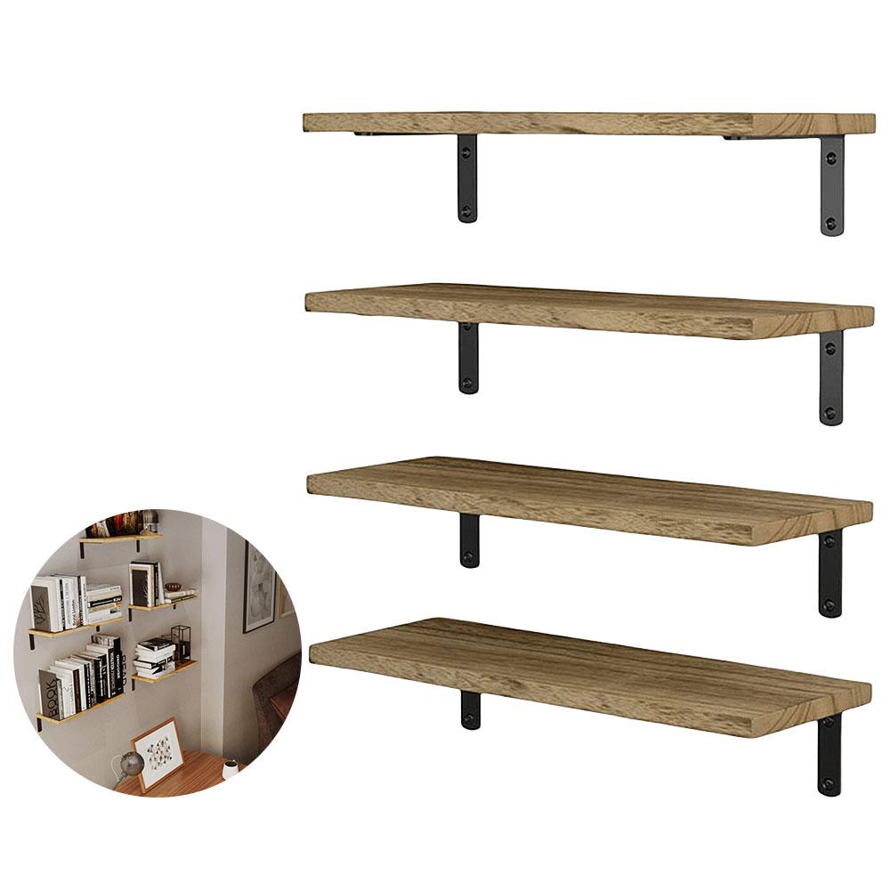 4PCS Wall Mounted Wood Shelves Decorative Floating Bathroom Shelf Multipurpose for Bedroom Living Room