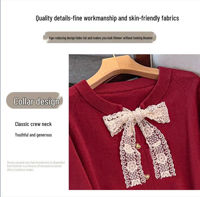 Plus Size Women's Loose Round Neck Cardigan Sweater (Bust 150/160)