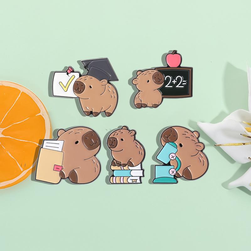 2-9pcs/set Cute Capybara Enamel Pins Creative Cartoon Animal Brooch Lapel Badge Funny Jewelry Accessories Gifts For Kids Friends