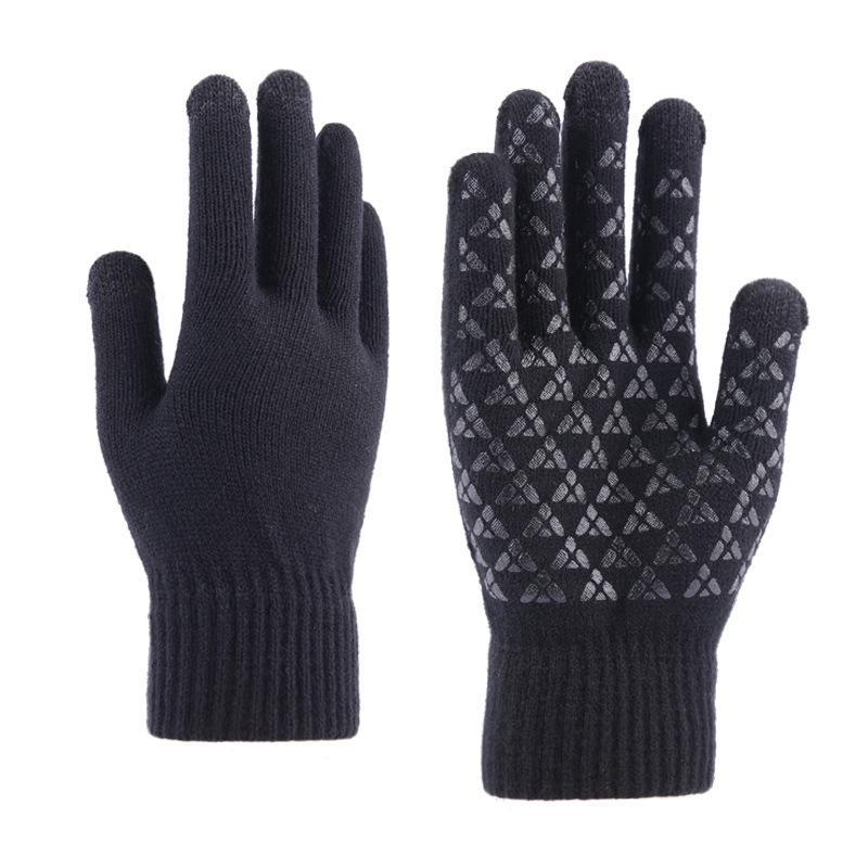 "Warm Knitted Touchscreen Gloves for Couples: Thick Non-Slip Wool, Men’s & Women’s Winter Design."
