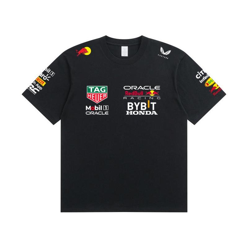 Red Bull Heren Dames F1 Raceteam T‑shirt, Zomer Korte Mouw Katoenen T‑shirt, Voor en Achter Print Casual Los Sport Topje, Meerkleurig