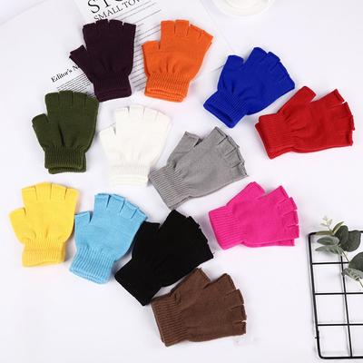 Unisex Winter Half Finger Gloves Knitted Open Finger Gloves Warm Elastic Gloves