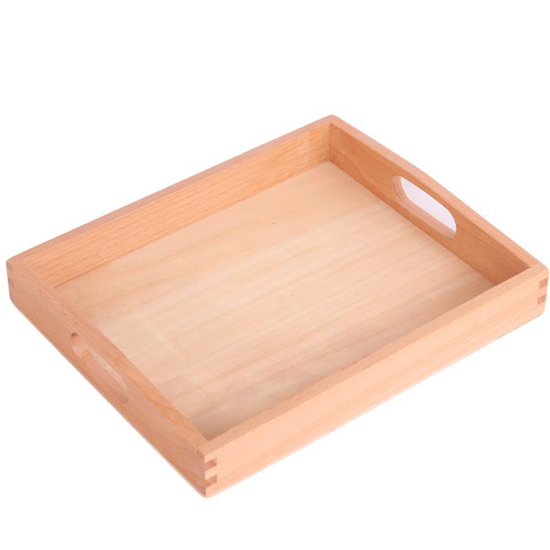 Set di Vassoio Educativo in Legno di Faggio Montessori: Vassoi Operativi e di Contenimento in Legno a Tre Pezzi per la Prima Educazione.