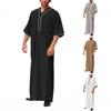Men Muslim Islamic Kaftan Arab T Shirt Men Long Robevintage Middle Sleeve Robe Loose Dubai Saudi Long Top Ramadan Muslim Dress