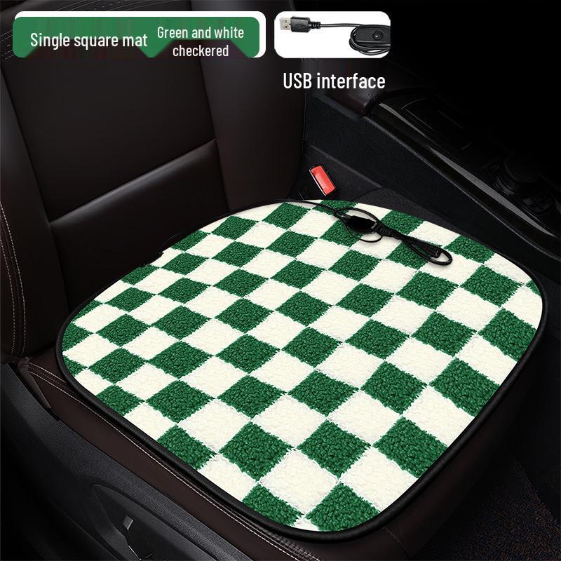 Cross-Grid Heated Car Seat Cushion - Winter Interior Accessory